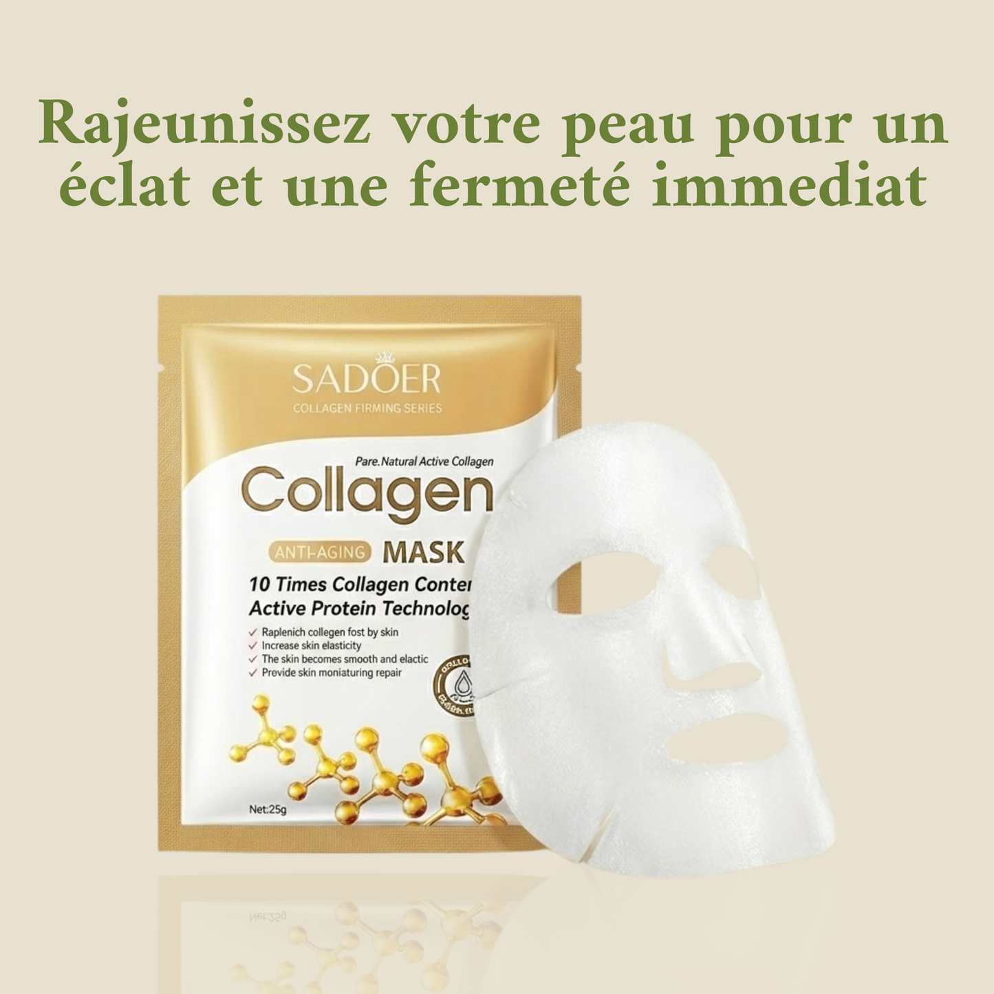 Masques Deep Collagen – Lot de 10 masques de nuit hydratants