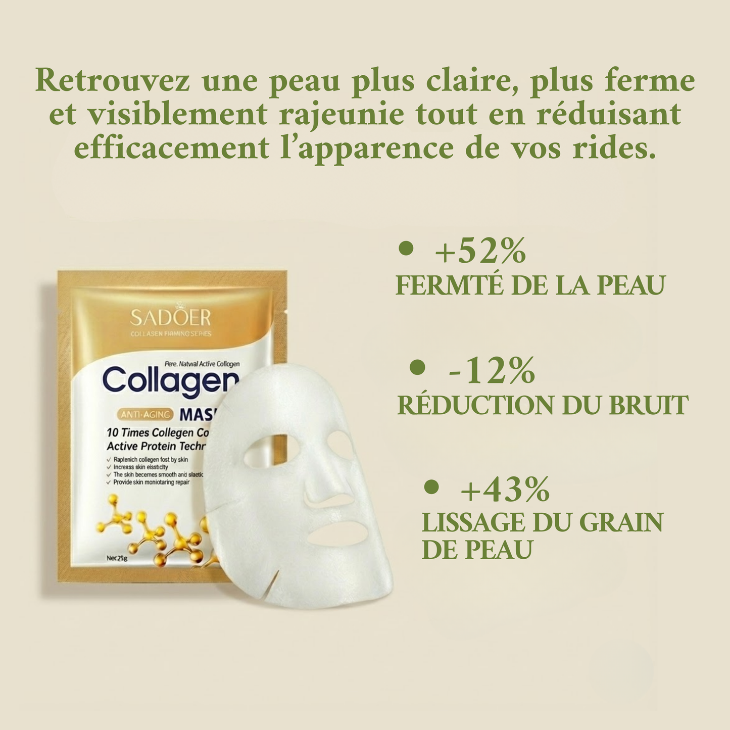 Masques Deep Collagen – Lot de 10 masques de nuit hydratants