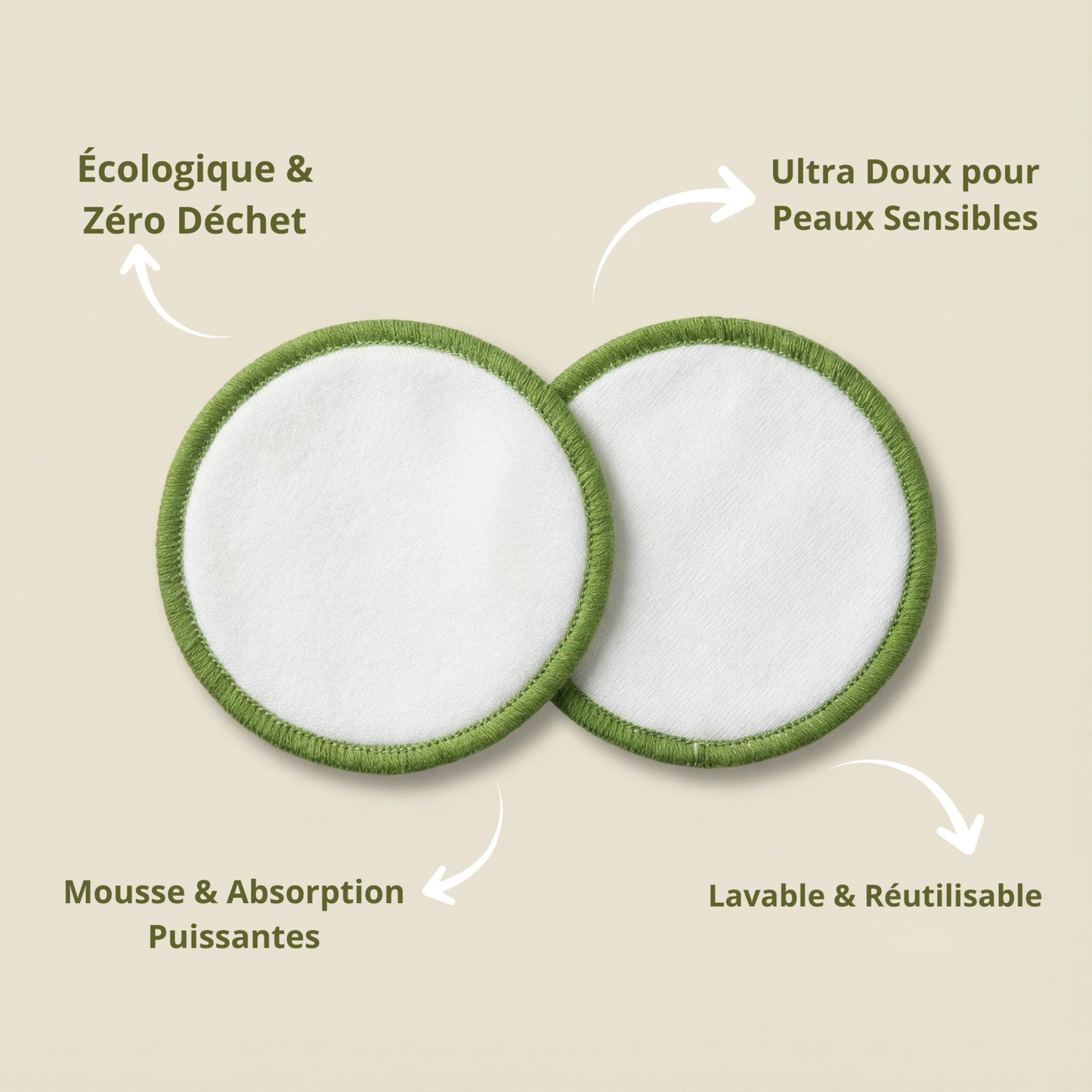 Écrin Démaquillage Infini – Pack 16 Tampons Réutilisables en Bambou