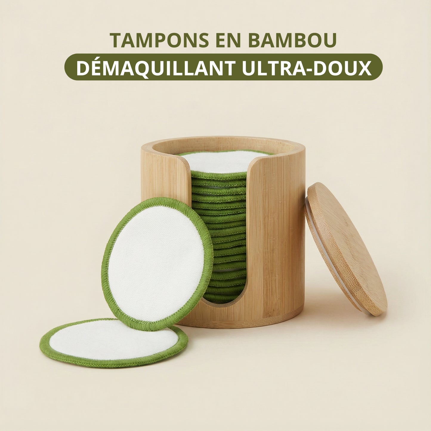 Écrin Démaquillage Infini – Pack 16 Tampons Réutilisables en Bambou