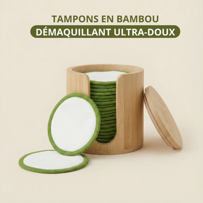 Écrin Démaquillage Infini – Pack 16 Tampons Réutilisables en Bambou