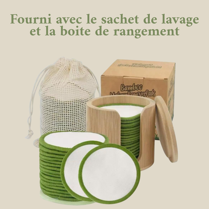Écrin Démaquillage Infini – Pack 16 Tampons Réutilisables en Bambou